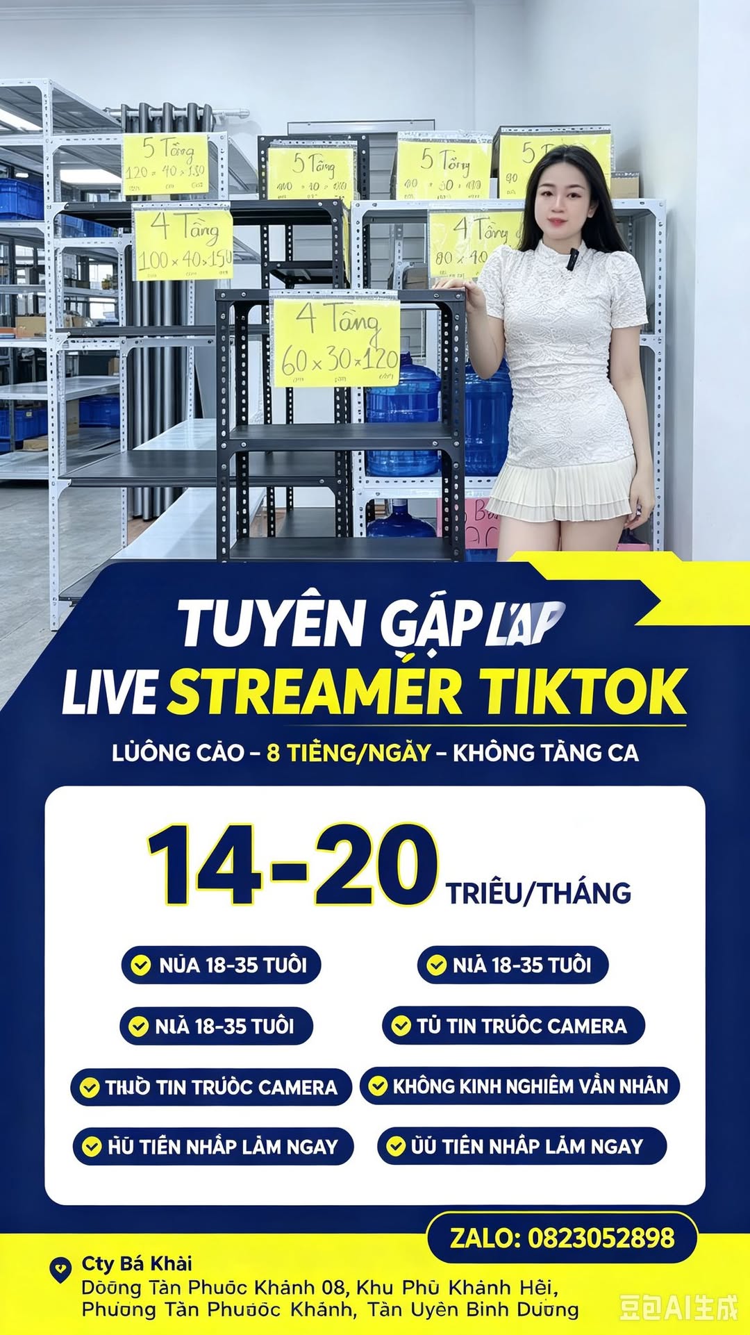 Ảnh 1 của tin: Tuyển 1 Livestreamer TikTok, công ty Bá Khải Tân Uyên