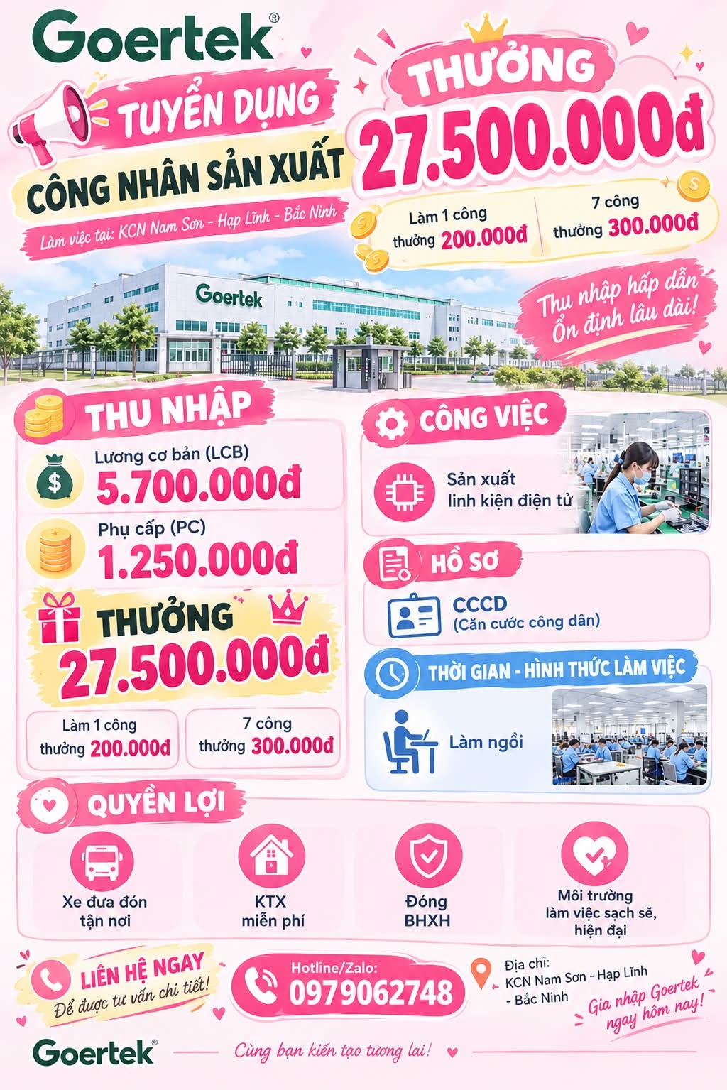Ảnh 1 của tin: Tuyển công nhân sản xuất linh kiện điện tử, KCN Bắc Ninh